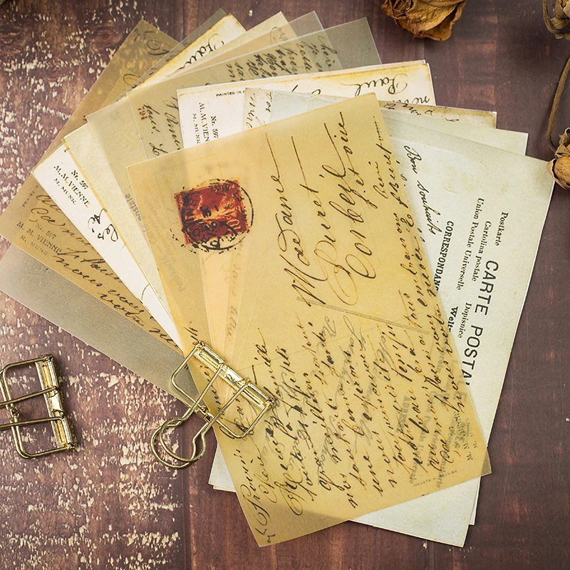 Vintage Collectible Cards - 16pcs/Pack Vintage Newspaper Letters Vellum Paper