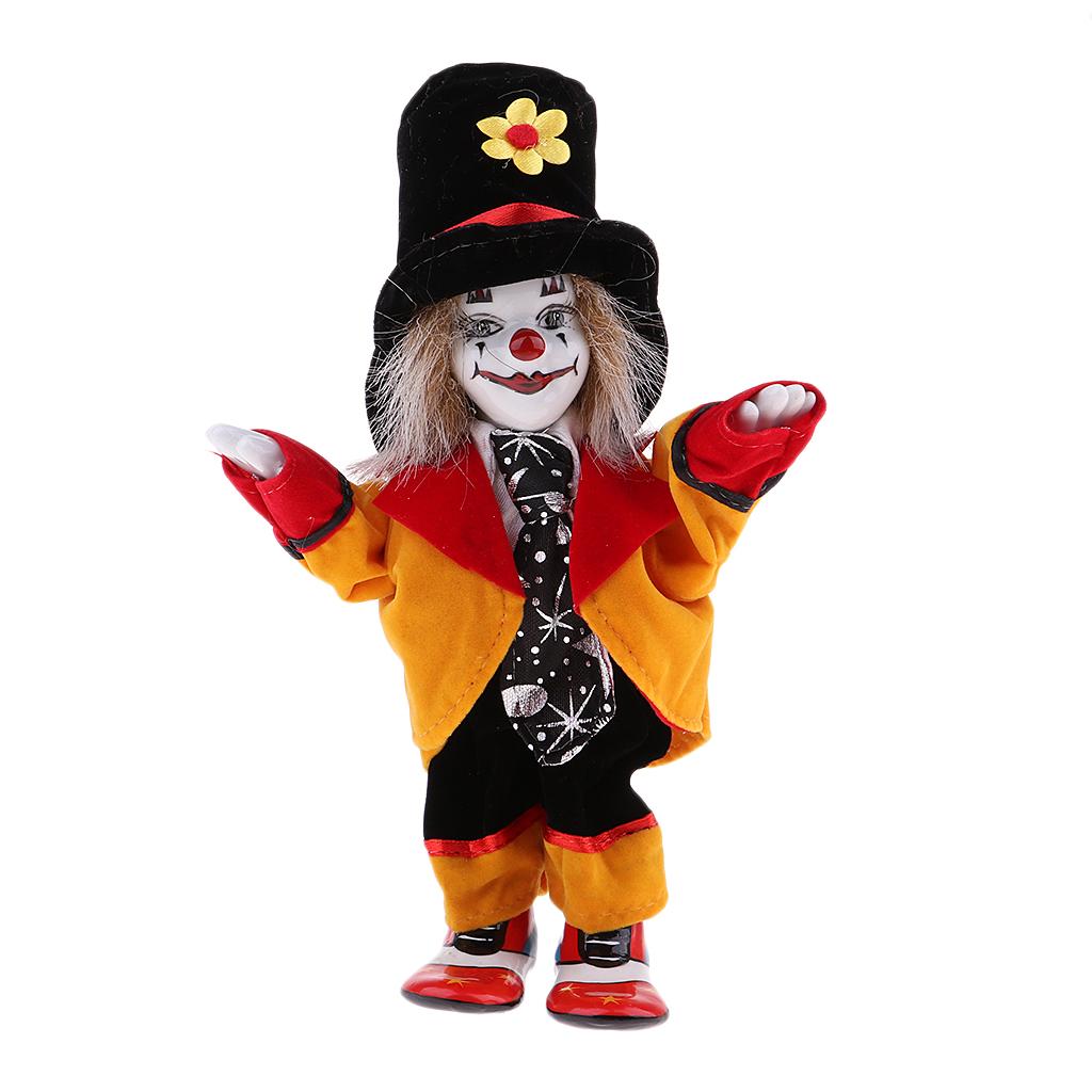 Vintage Collectible Porcelain Dolls - Vintage Porcelain Clown Doll Articulated Ceramic