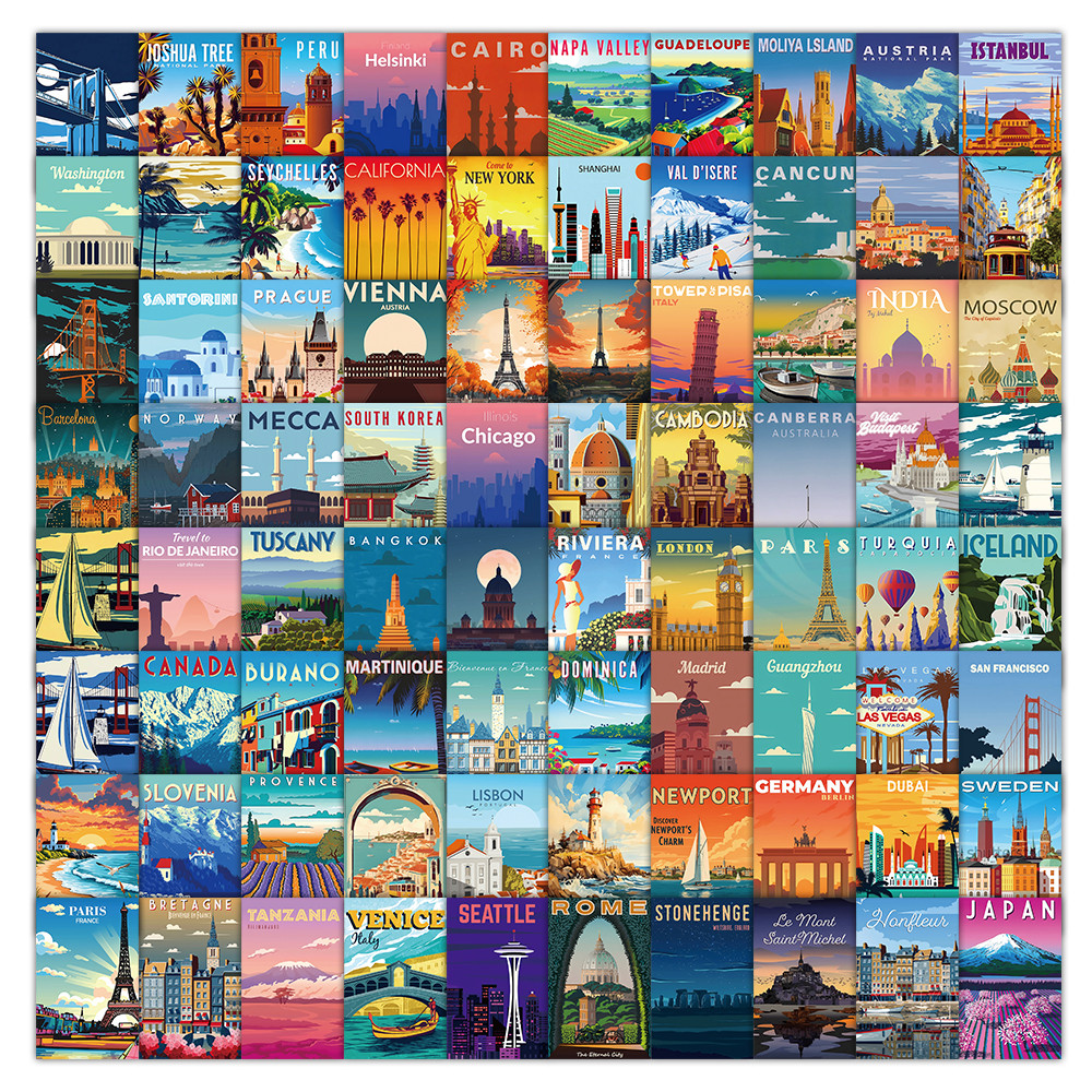 Vintage And Collectible Stores - 108 Pcs Scenic Landscape Stamps -