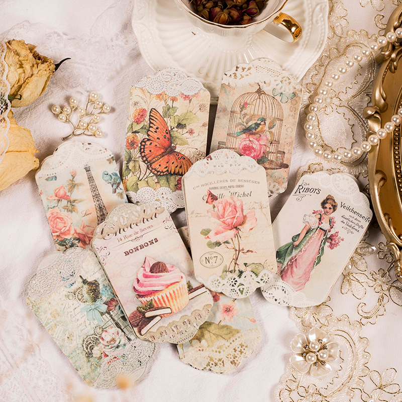 Vintage Collectible Cards - 45Pcs/Bag European Girls Flower Material Paper