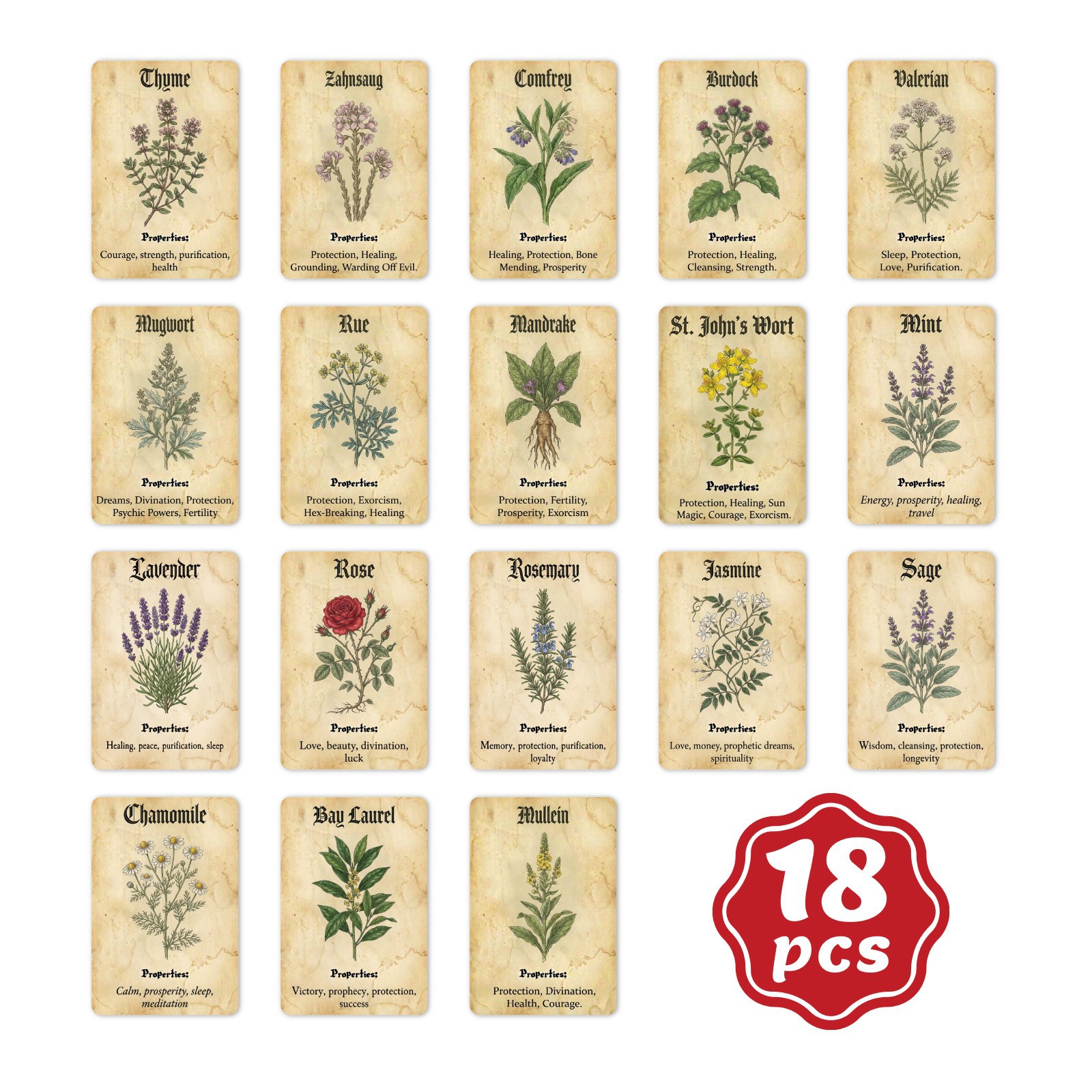 Vintage Collectible Cards - Vintage Magic Plant Theme Knowledge Decorative