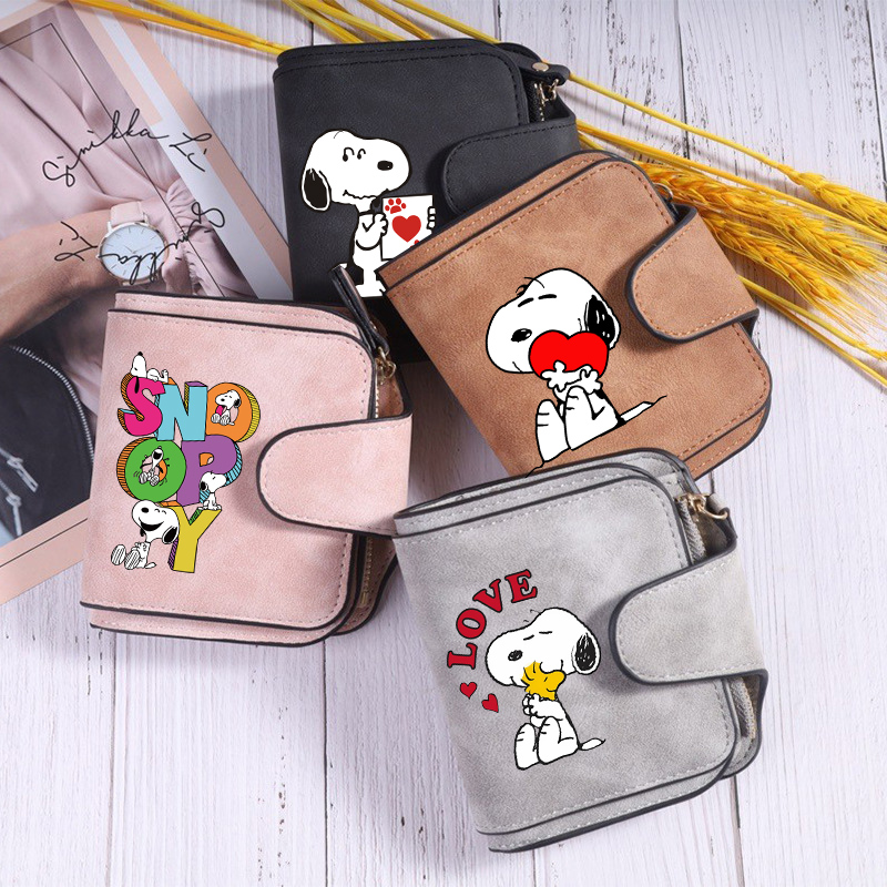 Vintage Collectible Cards - Snoopys Women Short Wallet Korean Hasp