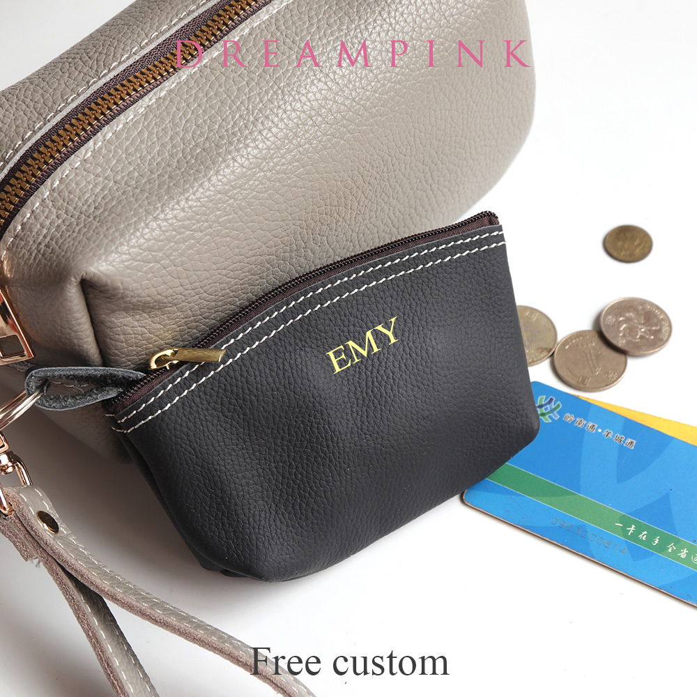 Vintage Collectible Cards - Cowhide Zip Coin Pouch Custom Letters