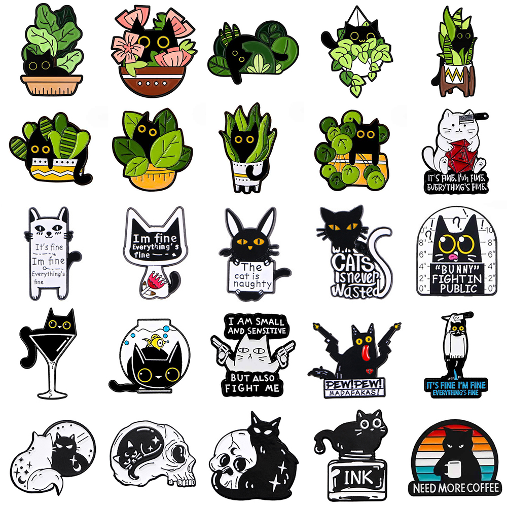 Cute Black Cat Collection Plan - Vintage Collectible Pins avaliação e preço