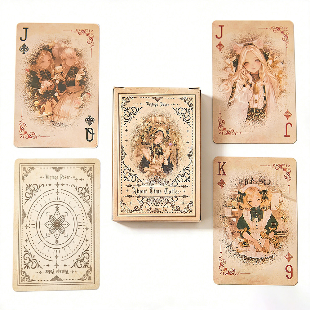 55retro anime girl playing car - Vintage Collectible Playing Cards avaliação e preço