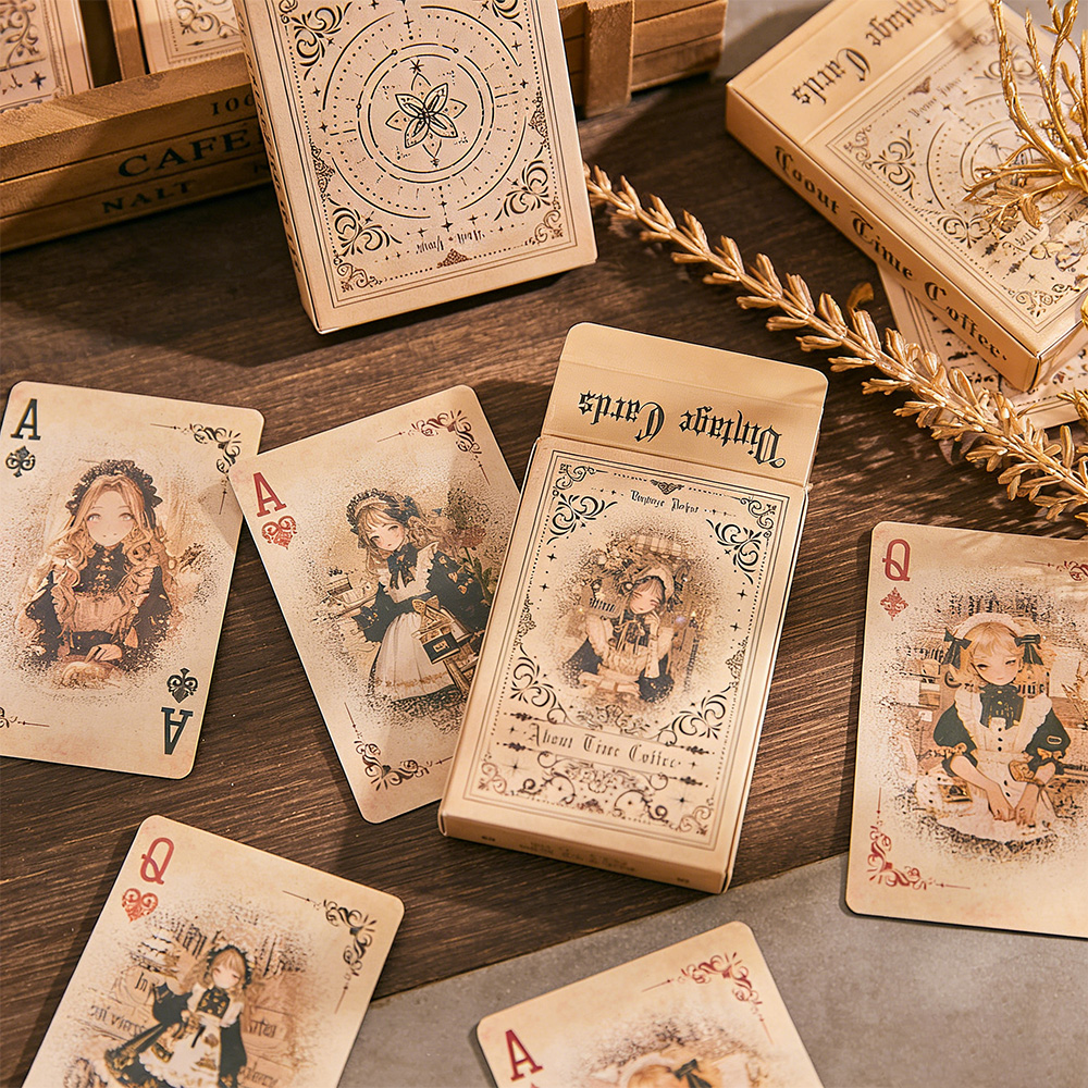 55retro anime girl playing car - Vintage Collectible Playing Cards avaliação e preço