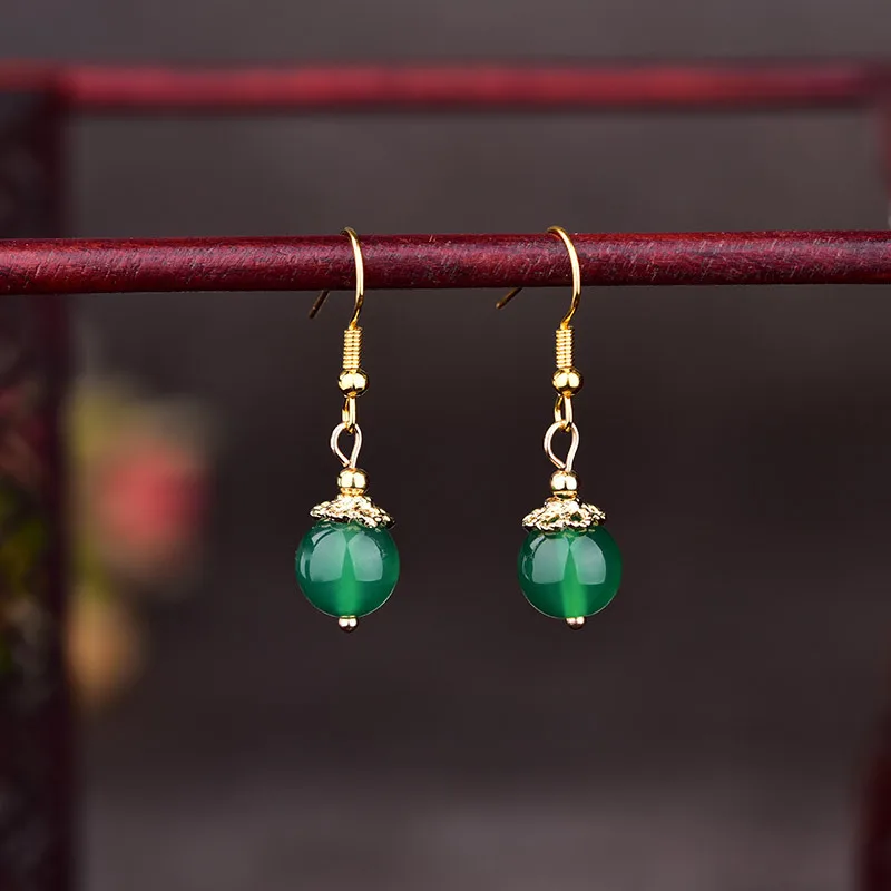 Green Jade Beaded Earrings Luc - Vintage Collectibles For Sale avaliação e preço