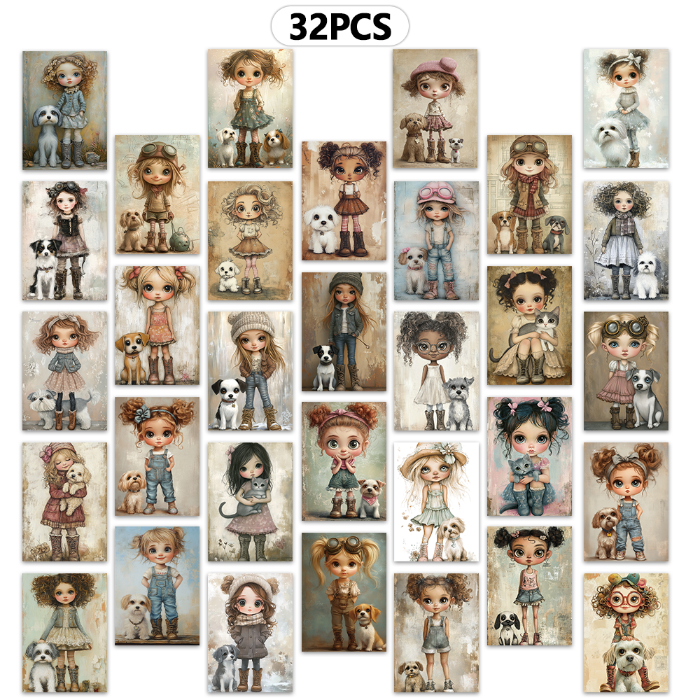 32pcs Vintage Cute Doll Postca - Vintage Collectible And Vintage Dolls avaliação e preço