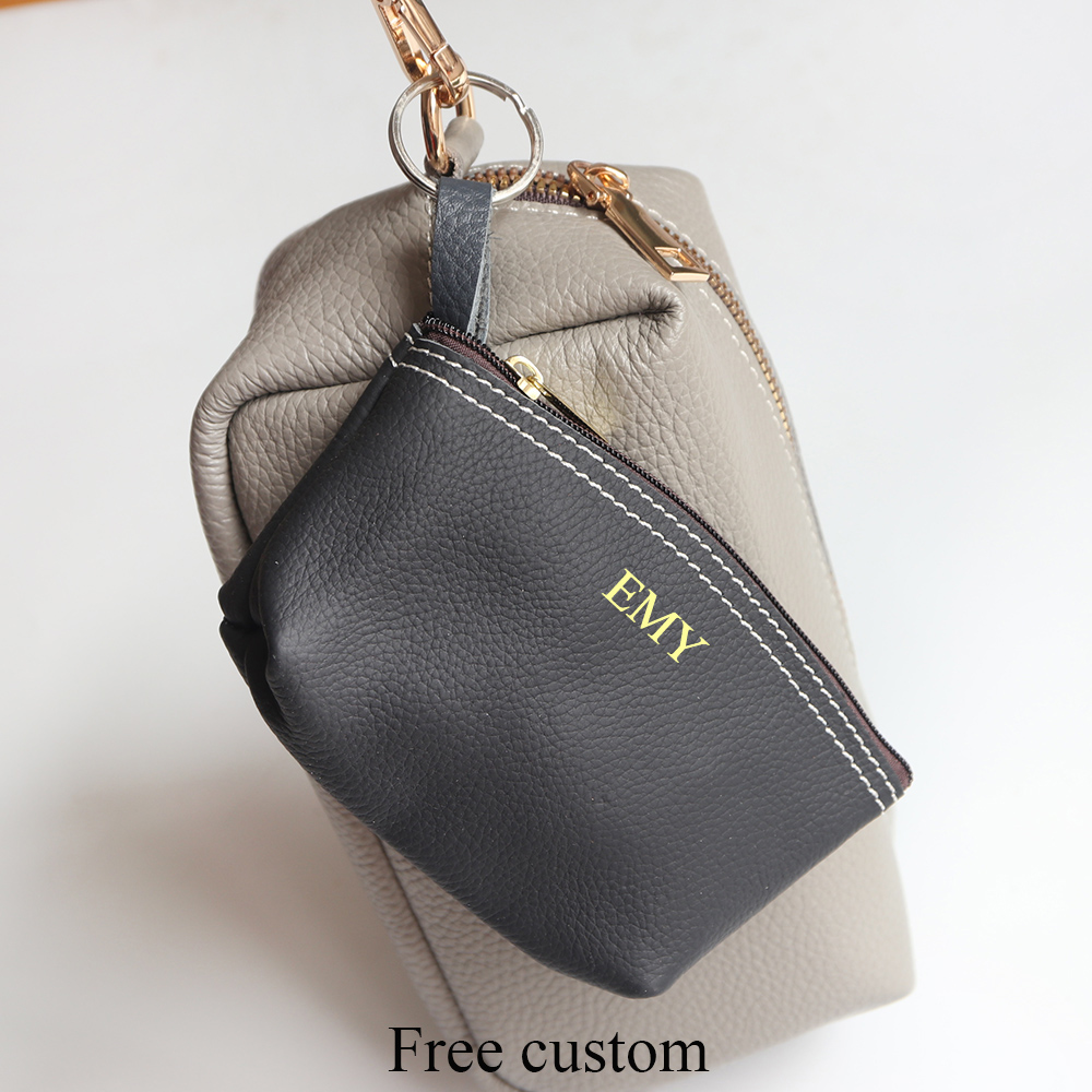 Cowhide Zip Coin Pouch Custom  - Vintage Collectible Cards avaliação e preço