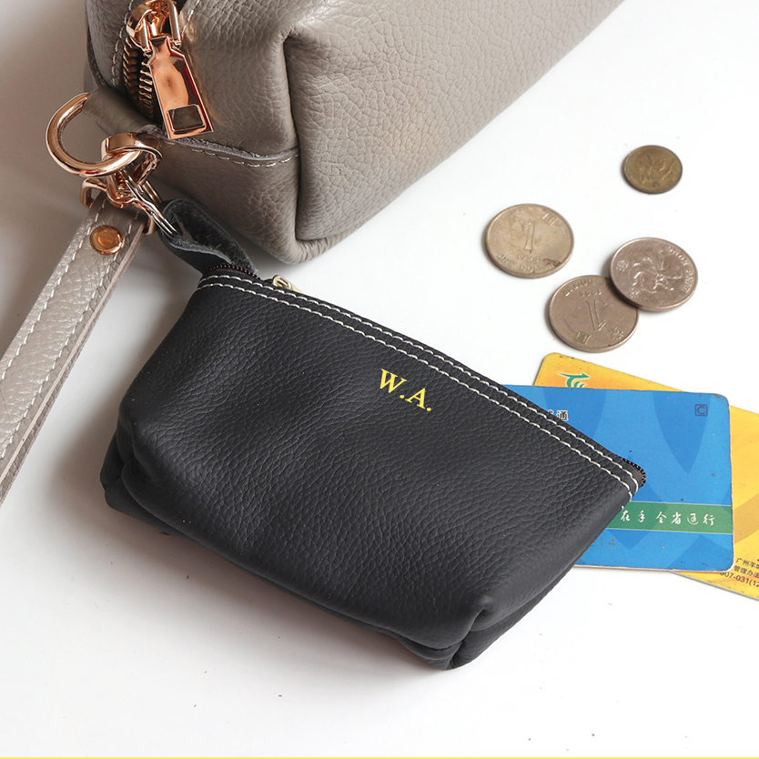 Cowhide Zip Coin Pouch Custom  - Vintage Collectible Cards avaliação e preço